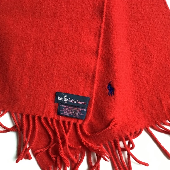 Polo Ralph Lauren solid red unisex 100 % wool  scarf  made in Scotland 🏴󠁧󠁢󠁳 - Picture 1 of 5